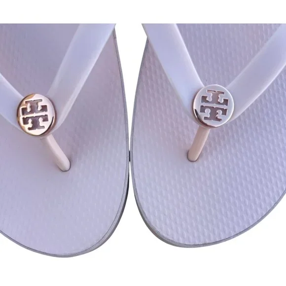 Tory Burch Wedge Flip Flops Sandals Seashell Pink Size 11 - Picture 11 of 16
